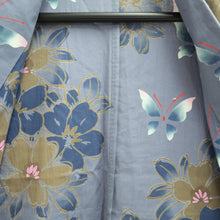 Load image into Gallery viewer, Yukata Gray Butterfly Tall Cotton #10472A5