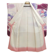 Load image into Gallery viewer, Furisode Purple Floral pattern Silk #11091B1