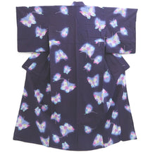 Load image into Gallery viewer, Yukata Vintage(1950-1980) Navy Butterfly Cotton #11095B1