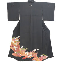 Load image into Gallery viewer, Tomesode Black Wave Tall Silk #10390F5