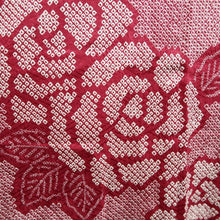 Load image into Gallery viewer, Haori Jacket Vintage(1950-1980) Red Full Shibori Peony Silk #10213E1