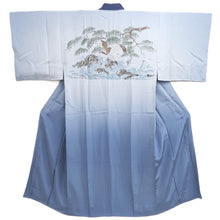 Load image into Gallery viewer, Men's Juban Blueish Gray Eagle Pine Tree Wave Silk #10870E4