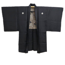 Load image into Gallery viewer, Men's Haori Vintage(1950-1980) Black Montsuki Silk #10420A2
