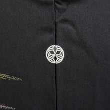 Load image into Gallery viewer, Haori Jacket Vintage(1950-1980) Black Gold Silver Curling Wave Silk #9861B2