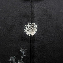 Load image into Gallery viewer, Haori Jacket Vintage(1950-1980) Black Silver Chrysanthemum Plum blossom Wave Silk #9878B3