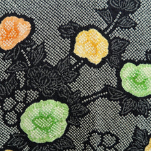 Load image into Gallery viewer, Haori Jacket Vintage(1950-1980) Black Shibori Peony Silk #10048C5