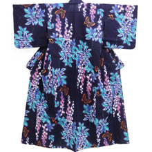 Load image into Gallery viewer, Yukata Navy Butterfly Cotton #10343F3