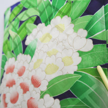 Load image into Gallery viewer, Furisode Blue Green Camellia Tall Silk #10322F1