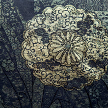 Load image into Gallery viewer, Haori Jacket Vintage(1950-1980) Black Gold Silver Chrysanthemum Silk #10820E1