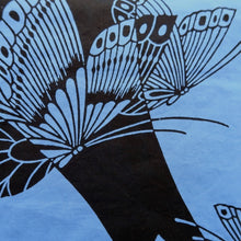 Load image into Gallery viewer, Yukata Vintage(1950-1980) Light Blue Black Butterfly Cotton #10482A5