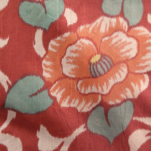 Load image into Gallery viewer, Haori Jacket Vintage(1920-1950) Red Meisen Camellia Karakusa Silk #11030A2