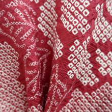 Load image into Gallery viewer, Haori Jacket Vintage(1950-1980) Red Full Shibori Peony Silk #10213E1