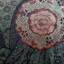 Load image into Gallery viewer, Haori Jacket Vintage(1950-1980) Black Gold Silver Chrysanthemum Silk #10820E1