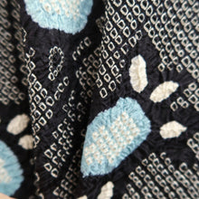 Load image into Gallery viewer, Haori Jacket Vintage(1950-1980) Black Shibori Peony Silk #10063D1