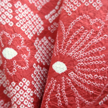 Load image into Gallery viewer, Haori Jacket Vintage(1950-1980) Red Shibori Peony Silk #10609C2