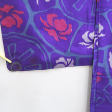 Load image into Gallery viewer, Haori Jacket Vintage(1920-1950) Blueish Purple Meisen Floral pattern Silk #11050A3