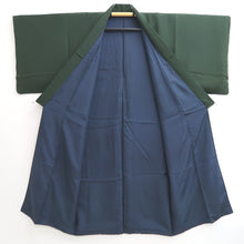 Load image into Gallery viewer, Men's Kimono Vintage(1950-1980) Dark Green Montsuki Habutae Silk #10863E3