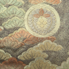 Load image into Gallery viewer, Fukuro Obi Gold Light Green Crane Birds Silk BB326V9