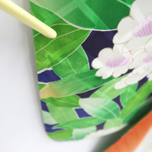 Load image into Gallery viewer, Furisode Blue Green Camellia Tall Silk #10322F1