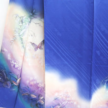 Load image into Gallery viewer, Kimono Blue Butterfly Hand painted Silk #9665J3