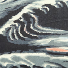 Load image into Gallery viewer, Kimono Vintage(1950-1980) Black Gray Storm Curling Wave Silk #10776D4
