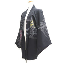 Load image into Gallery viewer, Haori Jacket Vintage(1950-1980) Black Gold Silver Floral pattern Silk #10981F3