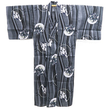 Load image into Gallery viewer, Men's Yukata Black Gray Fujin Raijin Wind God Thunder God Cotton #10359F3