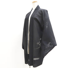 Load image into Gallery viewer, Haori Jacket Vintage(1950-1980) Black See-Through Flower Silk #10630C3