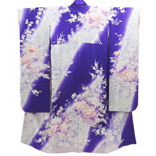 Load image into Gallery viewer, Furisode Blueish Purple Chrysanthemum Silk #10332F2