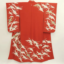 Load image into Gallery viewer, Kimono Vintage(1920-1950) Red White Gold Crane Birds Silk #9669J3