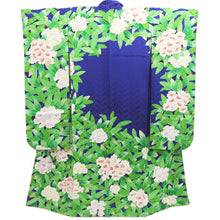 Load image into Gallery viewer, Furisode Blue Green Camellia Tall Silk #10322F1
