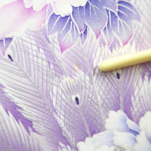 Load image into Gallery viewer, Furisode Pale Pink Peony Peacock Silk #10561B4