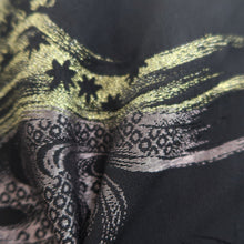 Load image into Gallery viewer, Haori Jacket Vintage(1950-1980) Black Gold Silver Curling Wave Silk #9861B2