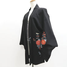 Load image into Gallery viewer, Haori Jacket Vintage(1950-1980) Black Chrysanthemum Silk #10139D3