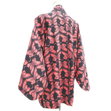 Load image into Gallery viewer, Haori Jacket Black Reddish Pink Butterfly Silk #10791D5