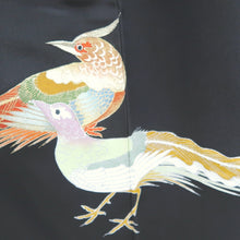 Load image into Gallery viewer, Tomesode Vintage(1950-1980) Black Bird Embroidery Silk #10401A1