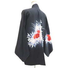 Load image into Gallery viewer, Haori Jacket Black Floral pattern Silk #11071A4