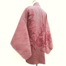 Load image into Gallery viewer, Haori Jacket Vintage(1950-1980) Light Red Shibori Peony Silk #10079D1