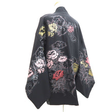 Load image into Gallery viewer, Haori Jacket Vintage(1950-1980) Black Gold Silver Floral pattern Silk #10931F1