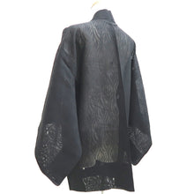 Load image into Gallery viewer, Haori Jacket Vintage(1950-1980) Black Sheer Botanical Silk #10901E5