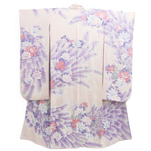 Load image into Gallery viewer, Furisode Pale Pink Peony Peacock Silk #10561B4