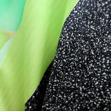 Load image into Gallery viewer, Furisode Black Green Leaves Orchid Silk #10311F1