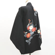 Load image into Gallery viewer, Haori Jacket Vintage(1950-1980) Black Chrysanthemum Silk #10139D3