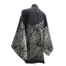 Load image into Gallery viewer, Haori Jacket Vintage(1950-1980) Black Gold Silver Landscape Tree Silk #10821E1