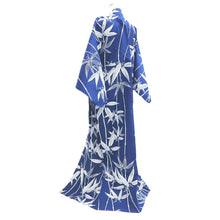 Load image into Gallery viewer, Yukata Vintage(1950-1980) Blue Bamboo Cotton #11096B1