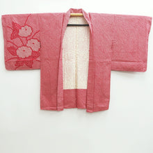 Load image into Gallery viewer, Haori Jacket Vintage(1950-1980) Red Shibori Peony Silk #10064D1