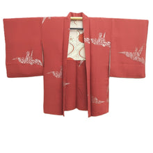 Load image into Gallery viewer, Haori Jacket Vintage(1920-1950) Red Orizuru Silk #10620C3