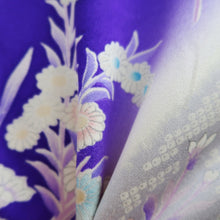 Load image into Gallery viewer, Furisode Blueish Purple Chrysanthemum Silk #10332F2