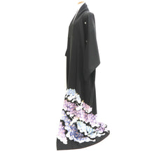 Load image into Gallery viewer, Tomesode Black Crane Birds Silk #10391F5