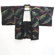 Load image into Gallery viewer, Haori Jacket Vintage(1950-1980) Black Gold Silver Wave Silk #10991F4